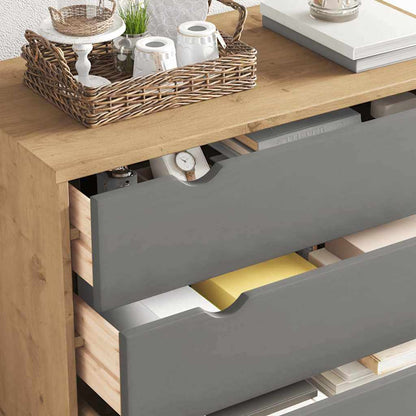 vidaXL Drawer Cabinet OTTA Brown&Grey 76.5x39.5x90cm Solid Wood Pine 4