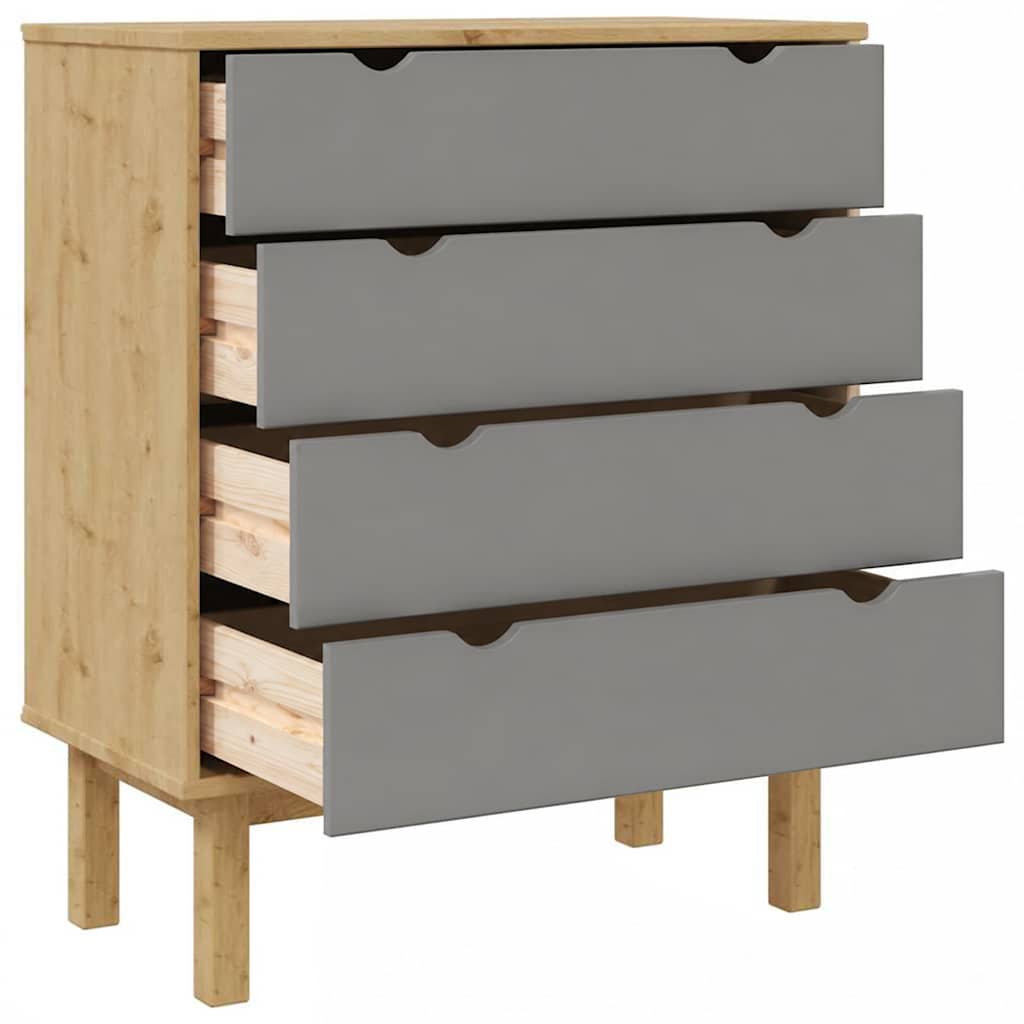 vidaXL Drawer Cabinet OTTA Brown&Grey 76.5x39.5x90cm Solid Wood Pine 5
