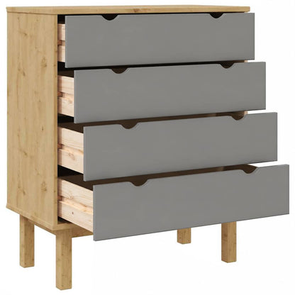 vidaXL Drawer Cabinet OTTA Brown&Grey 76.5x39.5x90cm Solid Wood Pine 5