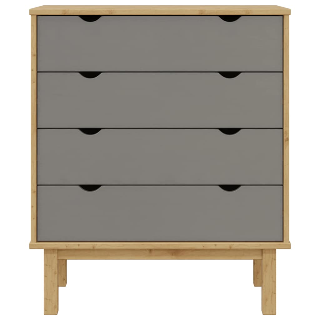 vidaXL Drawer Cabinet OTTA Brown&Grey 76.5x39.5x90cm Solid Wood Pine 6