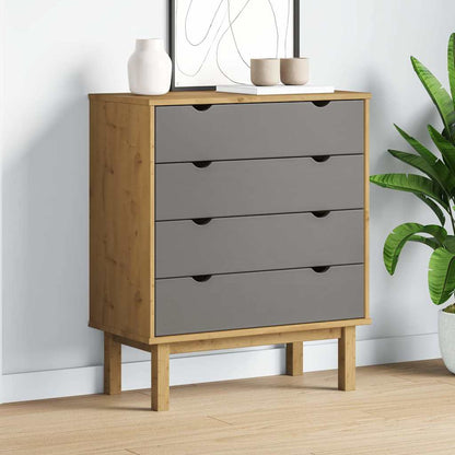 vidaXL Drawer Cabinet OTTA Brown&Grey 76.5x39.5x90cm Solid Wood Pine 1