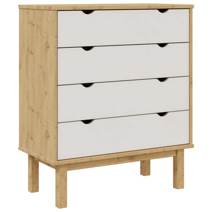 vidaXL Drawer Cabinet OTTA Brown&White 76.5x39.5x90cm Solid Wood Pine 2