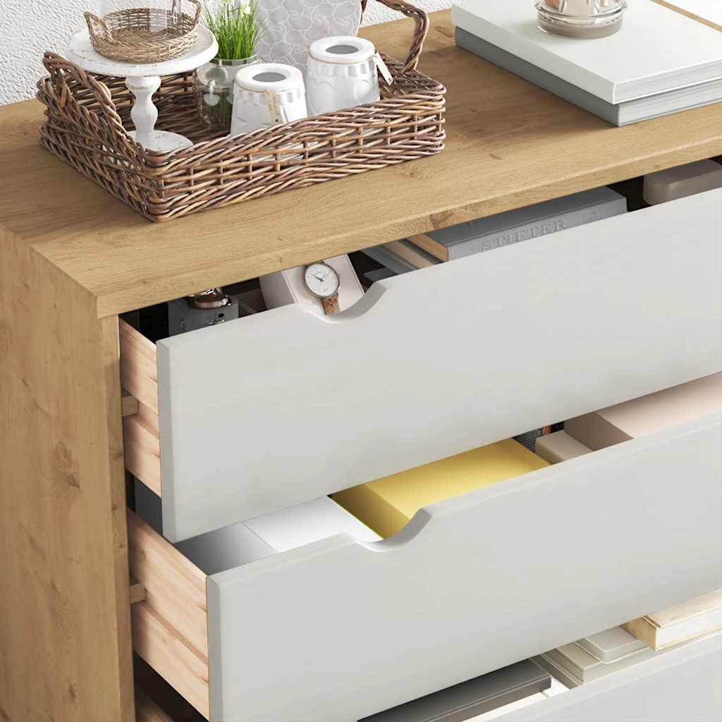 vidaXL Drawer Cabinet OTTA Brown&White 76.5x39.5x90cm Solid Wood Pine 4