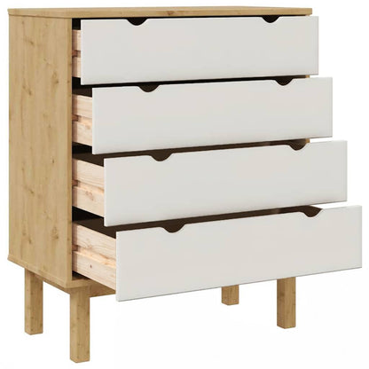 vidaXL Drawer Cabinet OTTA Brown&White 76.5x39.5x90cm Solid Wood Pine 5