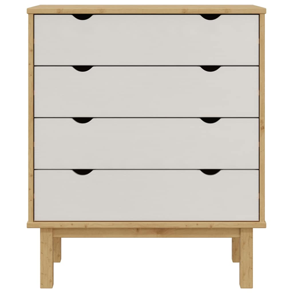 vidaXL Drawer Cabinet OTTA Brown&White 76.5x39.5x90cm Solid Wood Pine 6