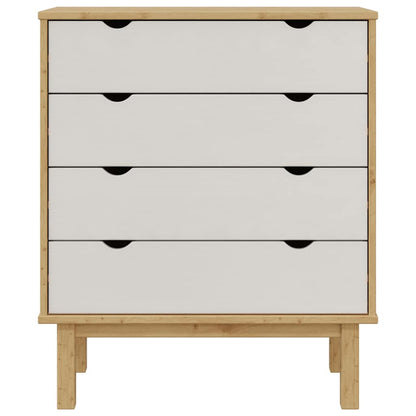 vidaXL Drawer Cabinet OTTA Brown&White 76.5x39.5x90cm Solid Wood Pine 6