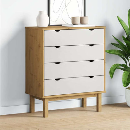 vidaXL Drawer Cabinet OTTA Brown&White 76.5x39.5x90cm Solid Wood Pine 1