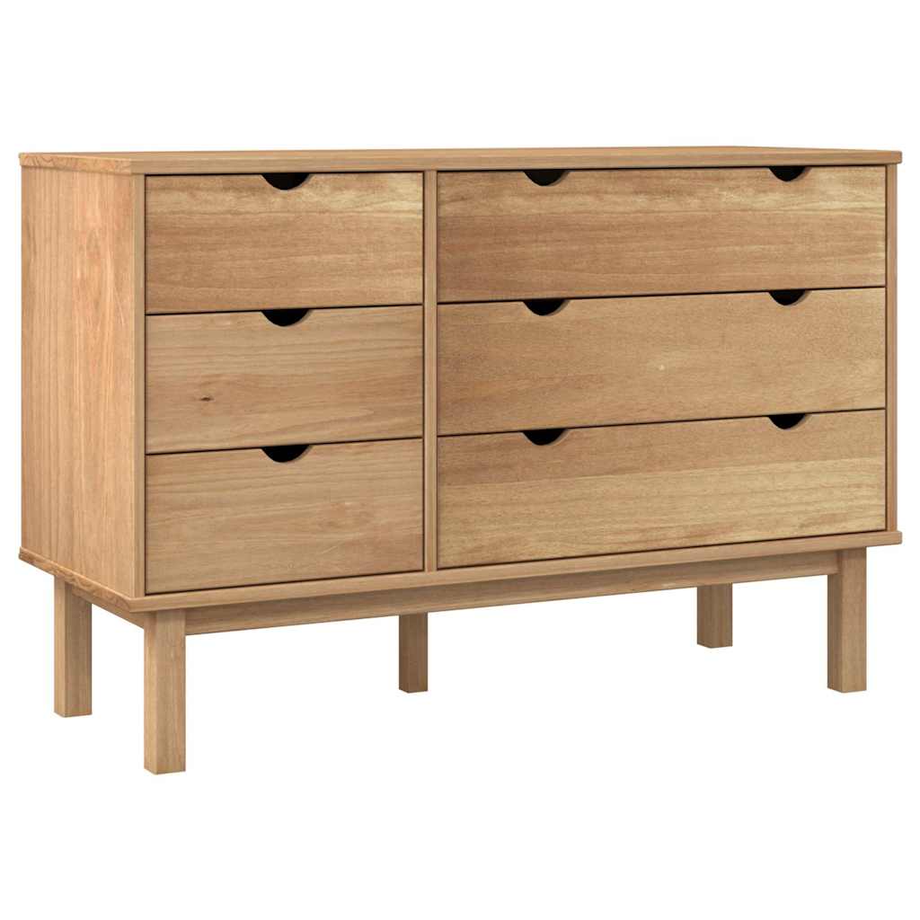 vidaXL Drawer Cabinet OTTA 111x43x73.5cm Solid Wood Pine 2