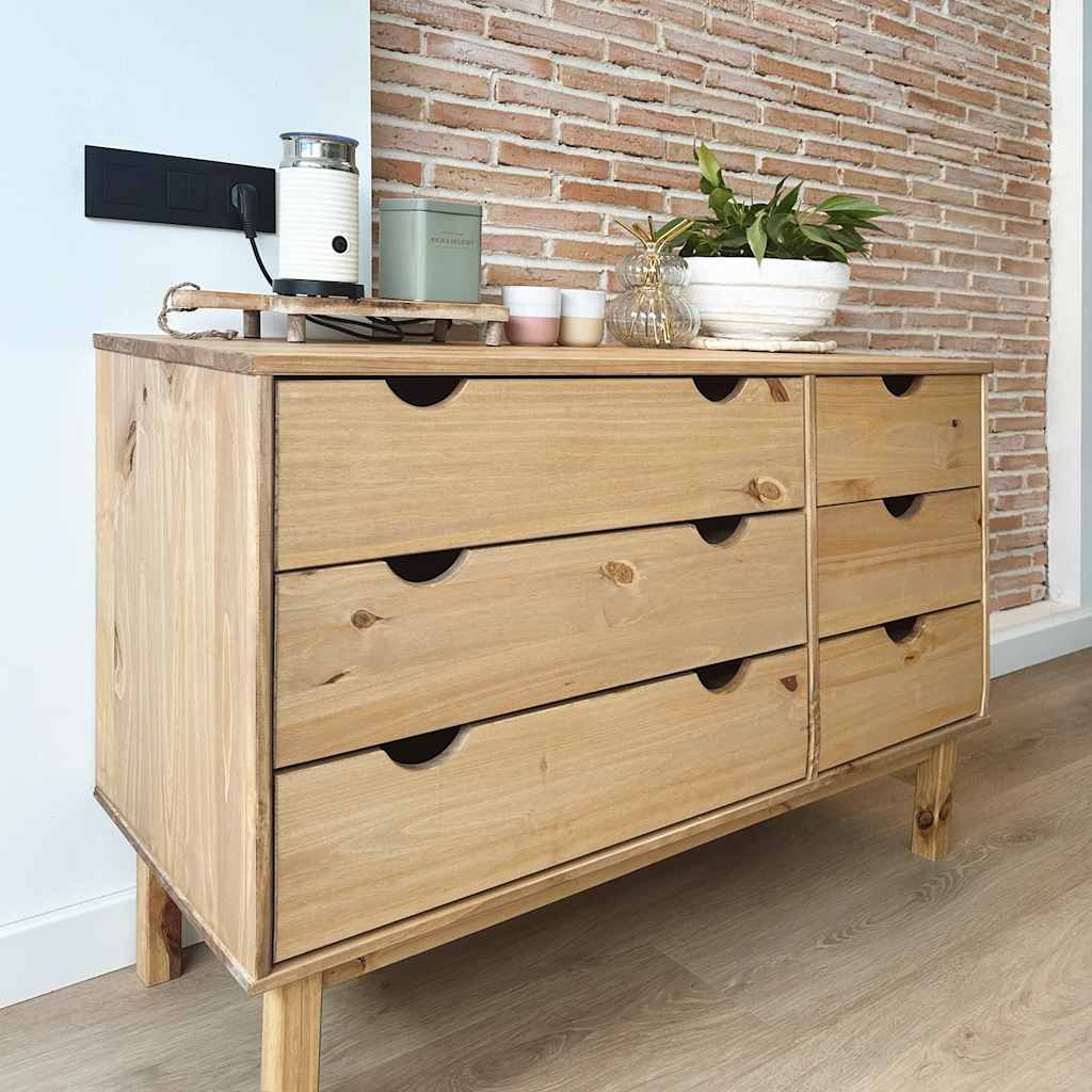 vidaXL Drawer Cabinet OTTA 111x43x73.5cm Solid Wood Pine 3