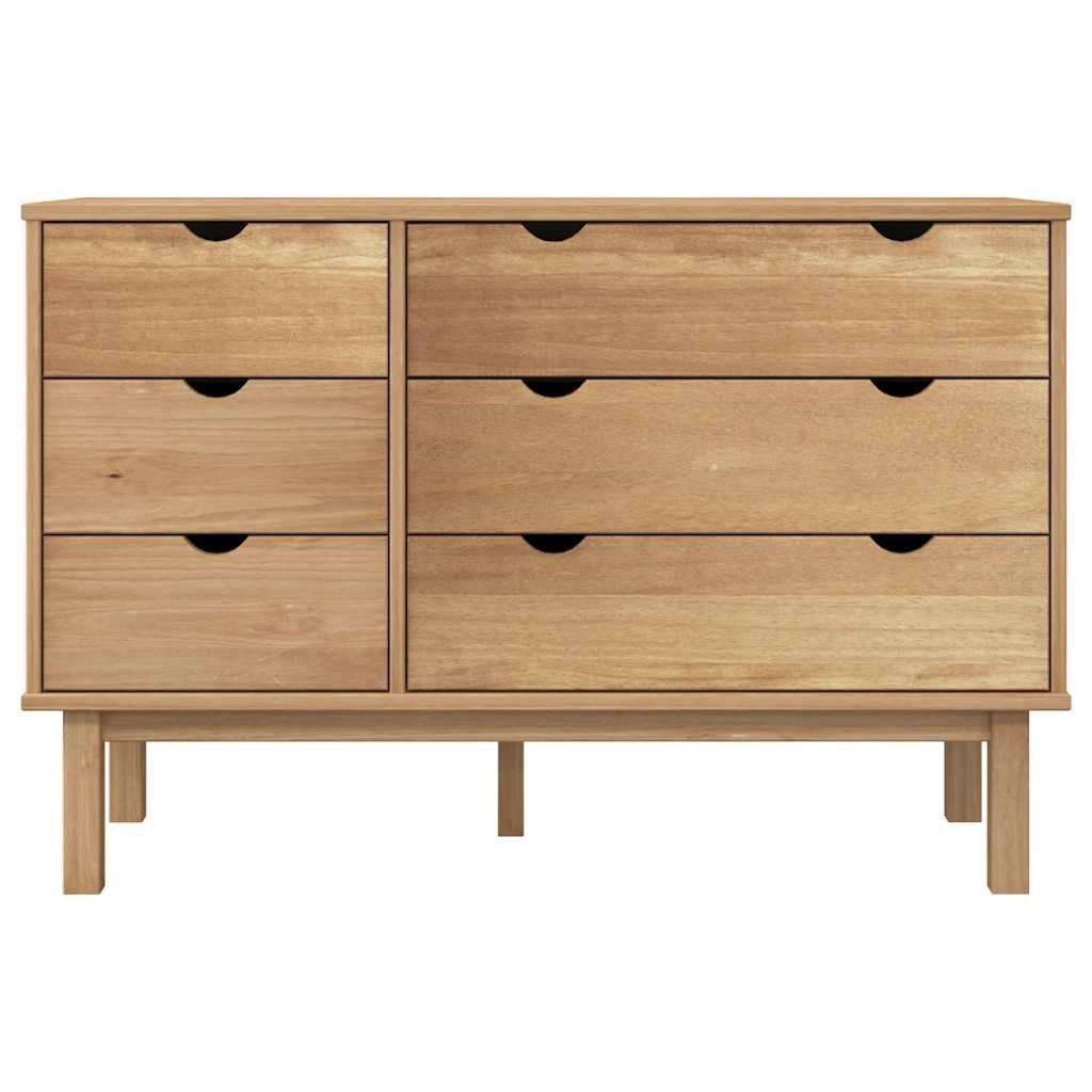 vidaXL Drawer Cabinet OTTA 111x43x73.5cm Solid Wood Pine 4