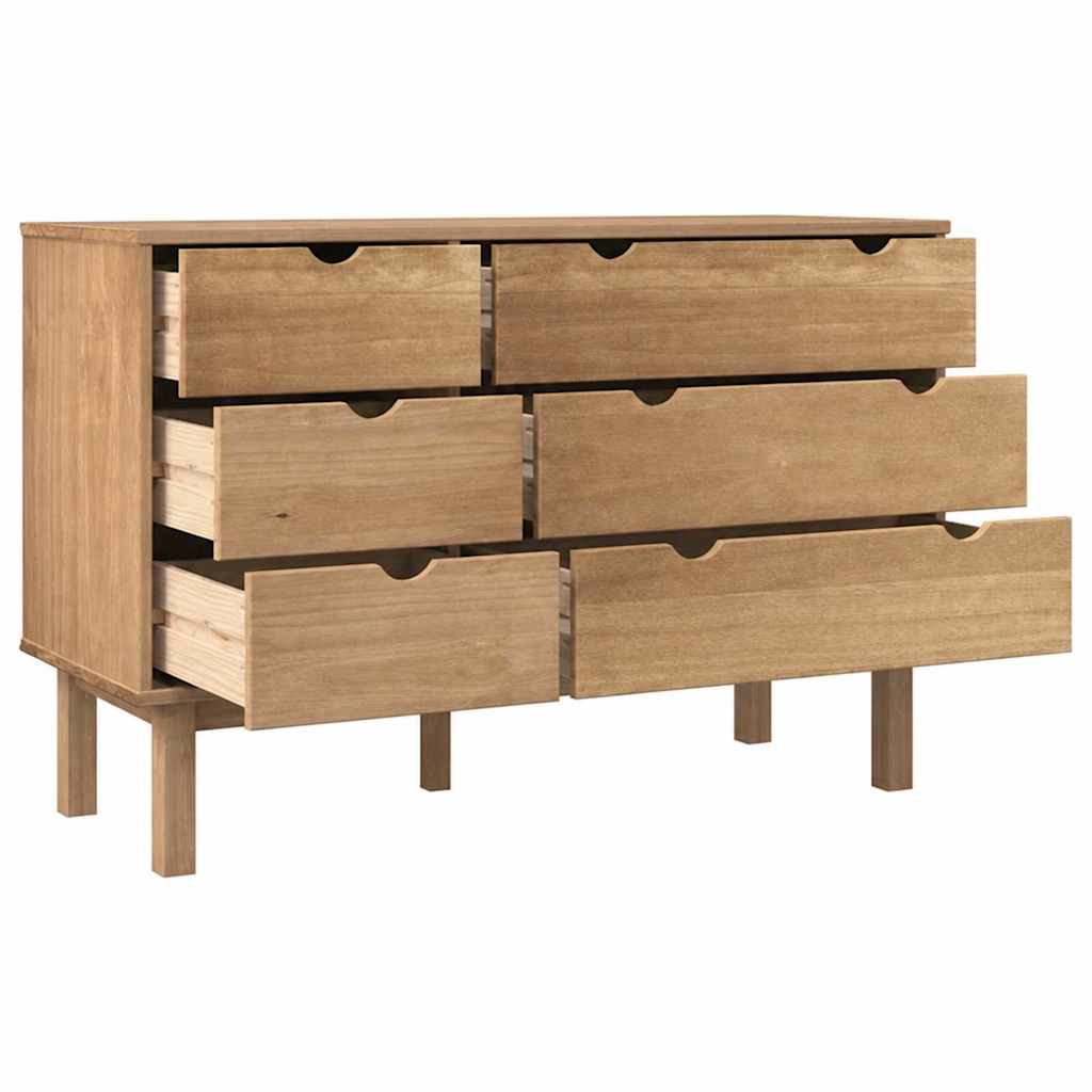 vidaXL Drawer Cabinet OTTA 111x43x73.5cm Solid Wood Pine 5