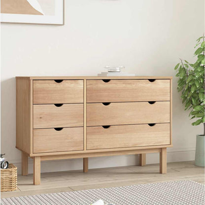 vidaXL Drawer Cabinet OTTA 111x43x73.5cm Solid Wood Pine 1