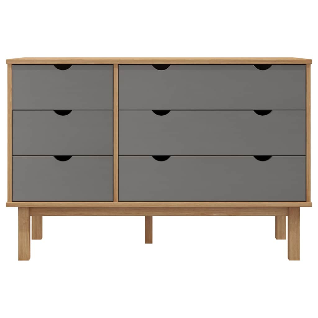 vidaXL Drawer Cabinet OTTA Brown&Grey 111x43x73.5cm Solid Wood Pine 3