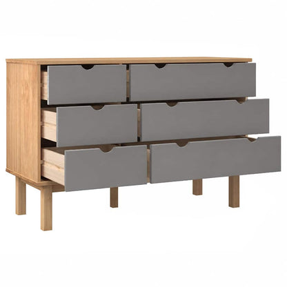 vidaXL Drawer Cabinet OTTA Brown&Grey 111x43x73.5cm Solid Wood Pine 4