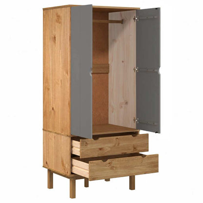 vidaXL Wardrobe | Brown and grey | Solid pinewood, engineered wood | Standard 4