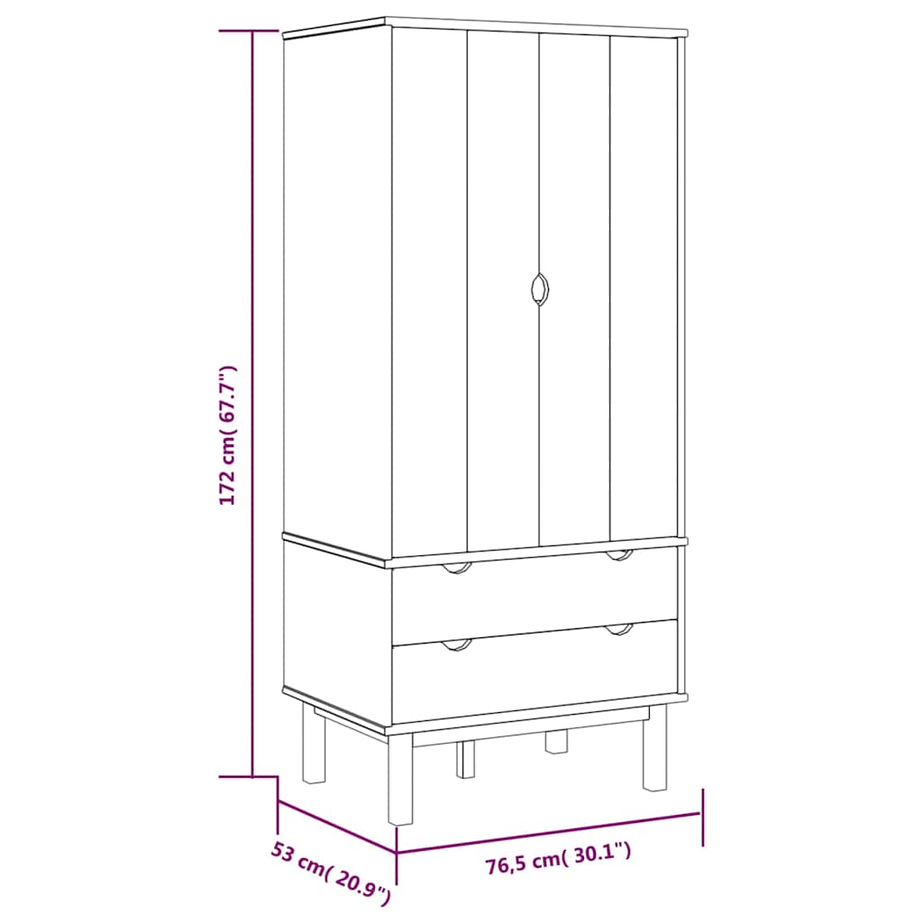 vidaXL Wardrobe | Brown and grey | Solid pinewood, engineered wood | Standard 6