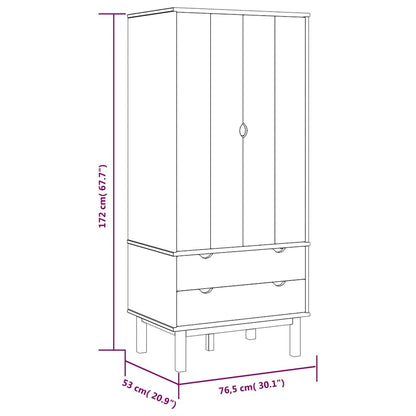 vidaXL Wardrobe | Brown and grey | Solid pinewood, engineered wood | Standard 6