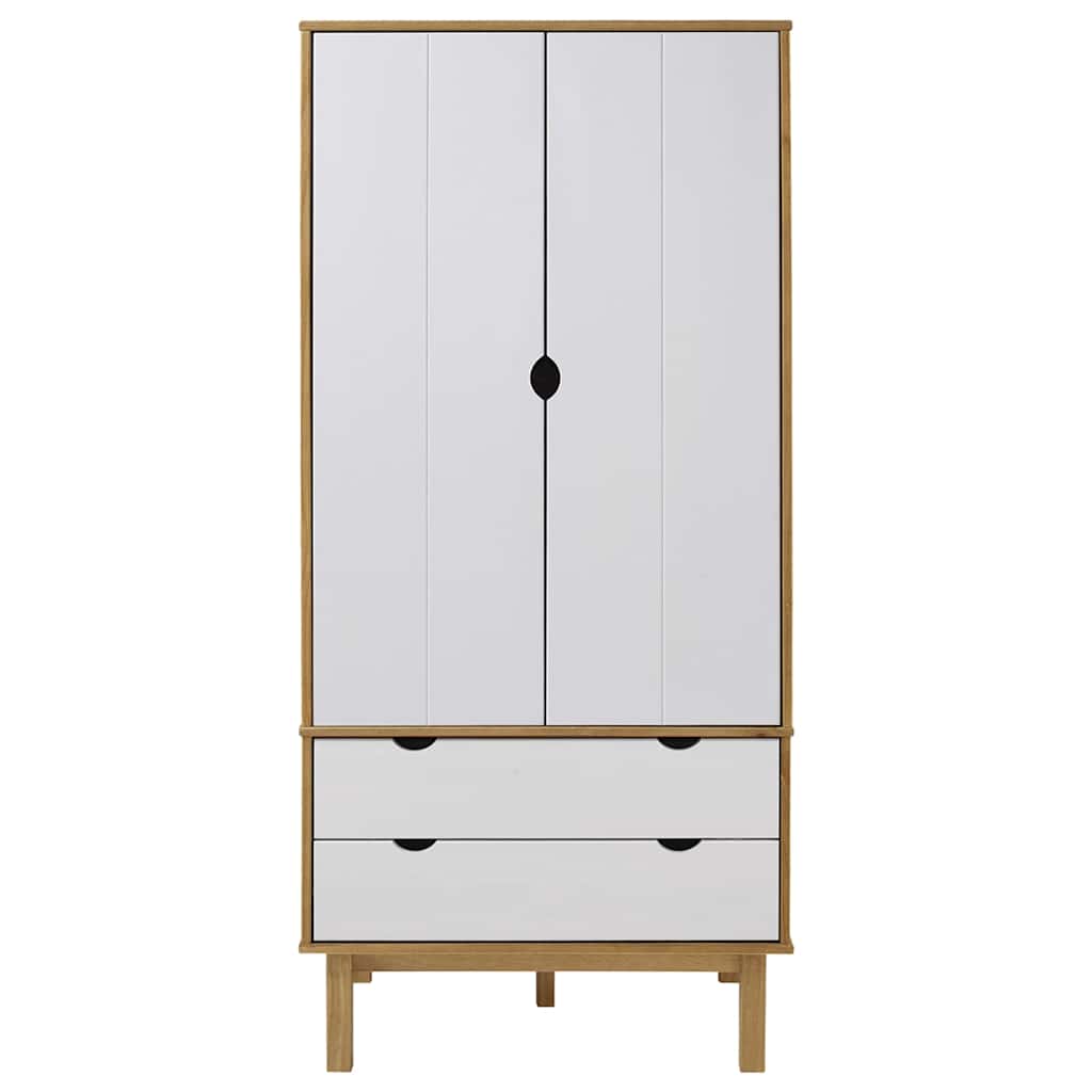 vidaXL Wardrobe | Brown and White | Solid pine wood, engineered wood | Compact 3
