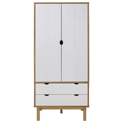 vidaXL Wardrobe | Brown and White | Solid pine wood, engineered wood | Compact 3