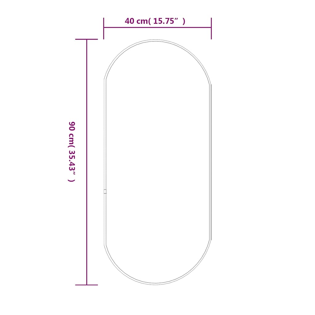 vidaXL Wall Mirror Gold 90x40 cm Oval 6