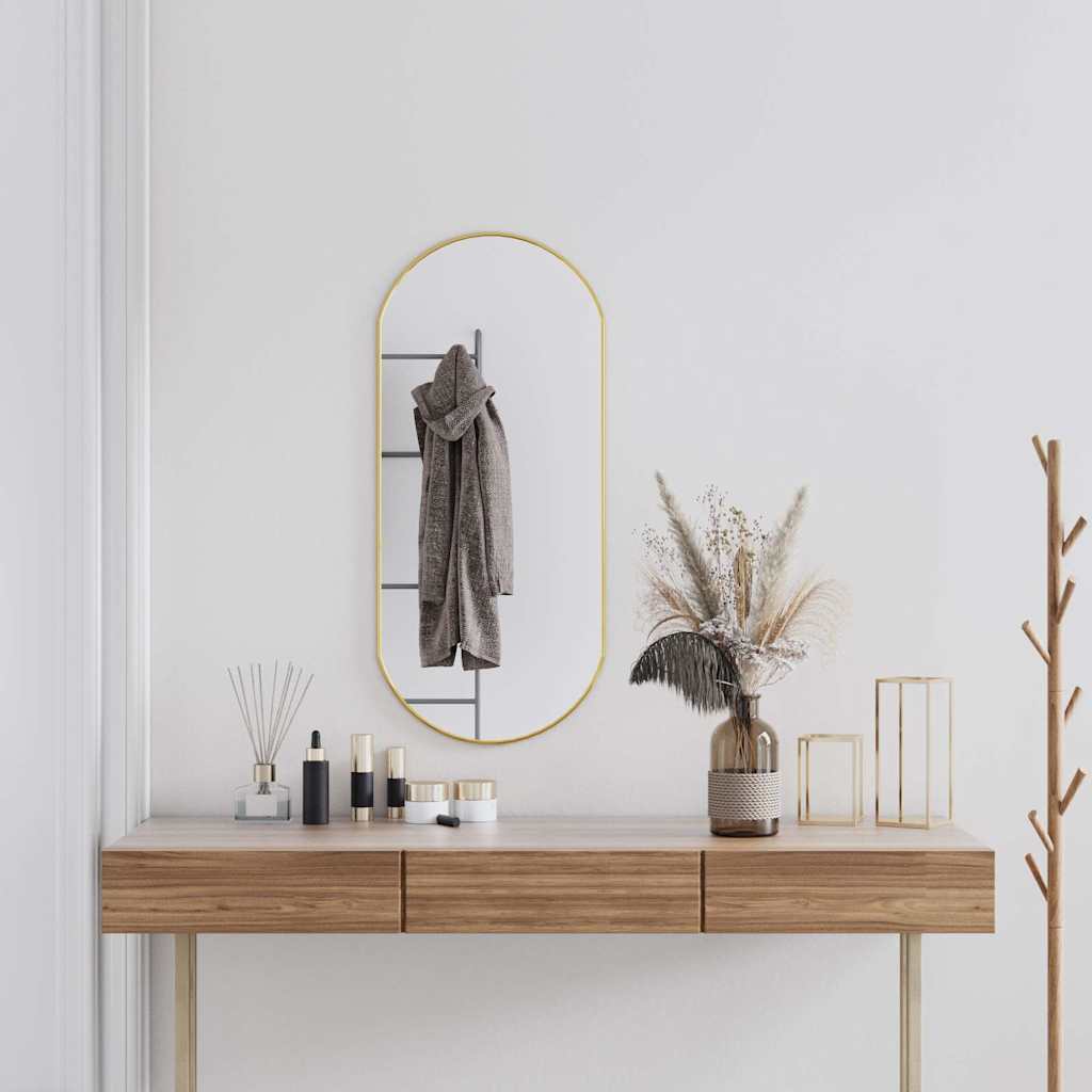 vidaXL Wall Mirror Gold 90x40 cm Oval 1