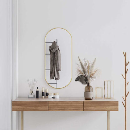 vidaXL Wall Mirror Gold 90x40 cm Oval 1