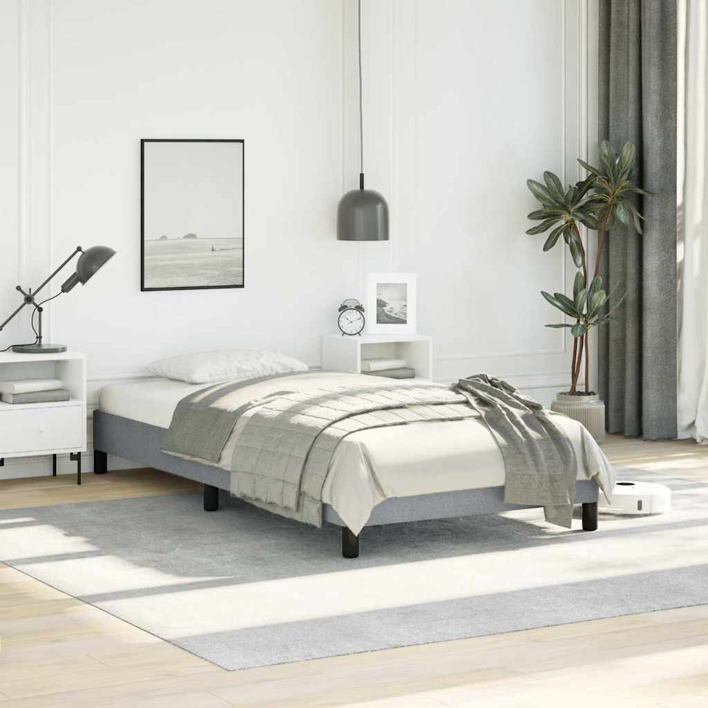 vidaXL Bed Frame without Mattress Light Grey 100x203 cm Twin XL Fabric 1