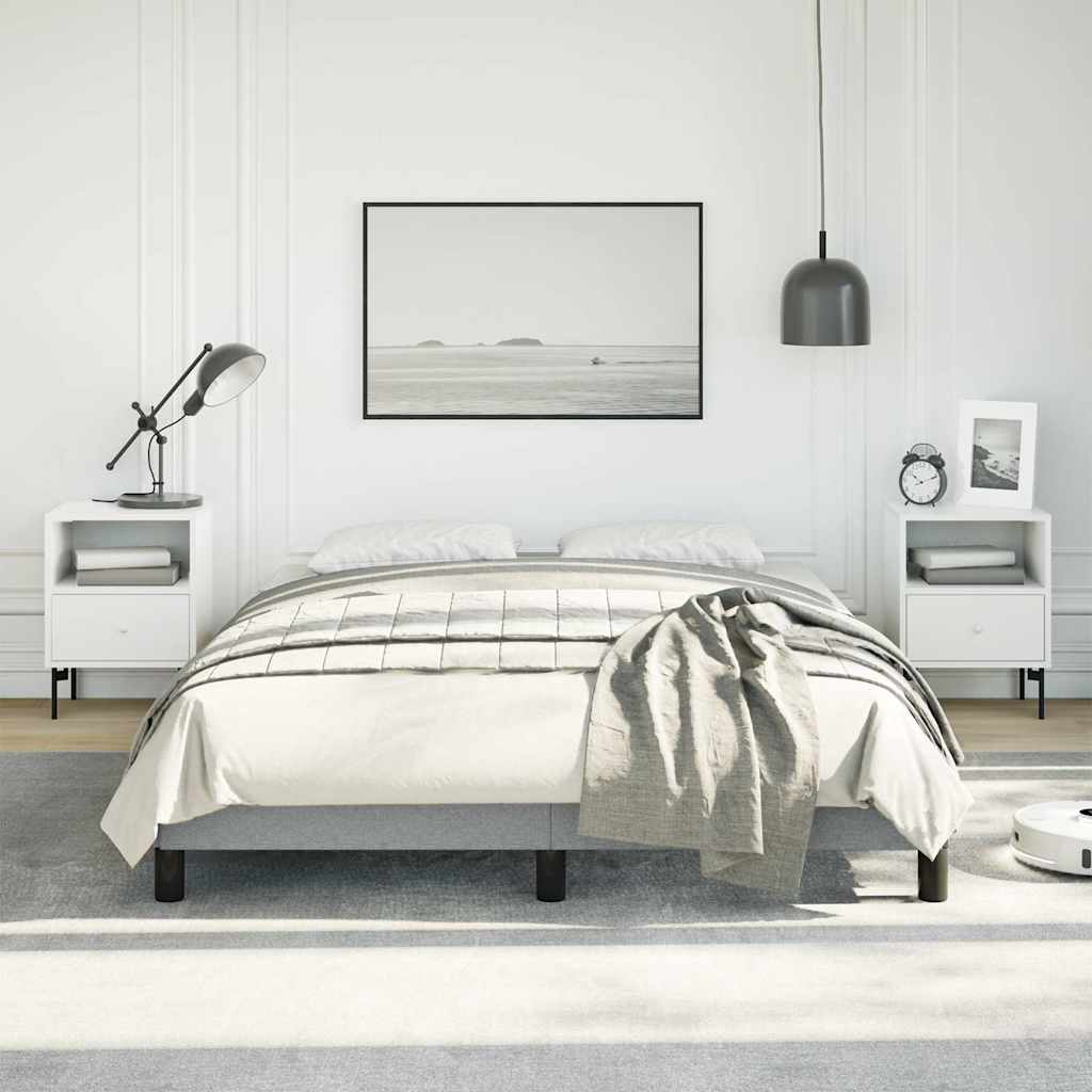 Bed Frame without Mattress 100x203 cm Fabric Light grey Double Size 25 cm
