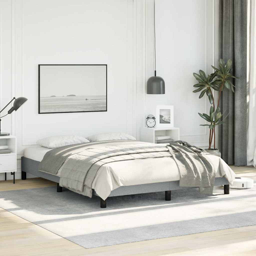 Bed Frame without Mattress 100x203 cm Fabric Light grey Double Size 25 cm