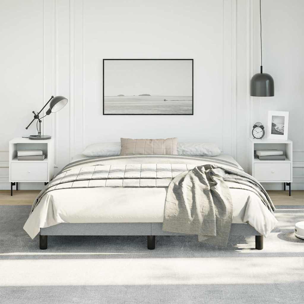 Bed Frame without Mattress 100x203 cm Fabric Light grey Queen 25 cm