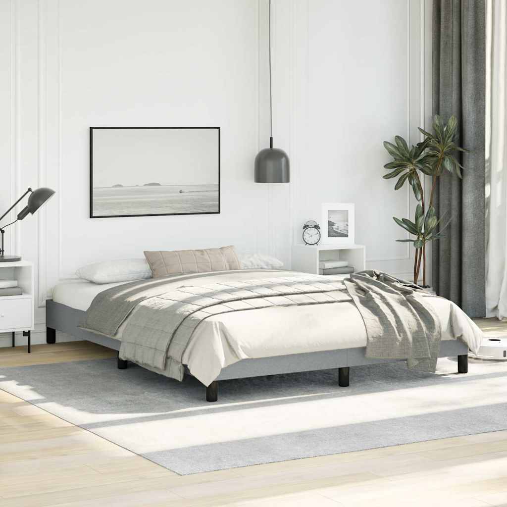 vidaXL Bed Frame without Mattress Light Grey 152x203 cm Queen Fabric 1