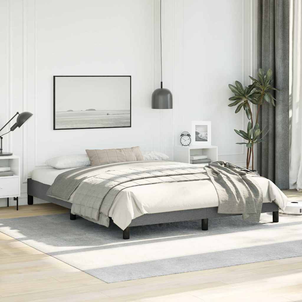 vidaXL Bed Frame without Mattress Dark Grey 152x203 cm Queen Fabric 1