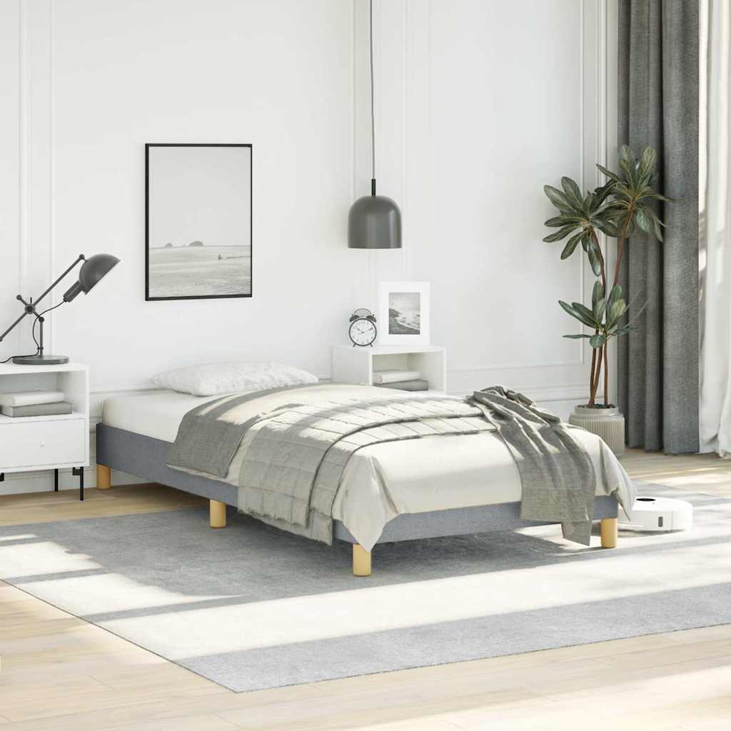 vidaXL Bed Frame without Mattress Light Grey 100x203 cm Twin XL Fabric 1