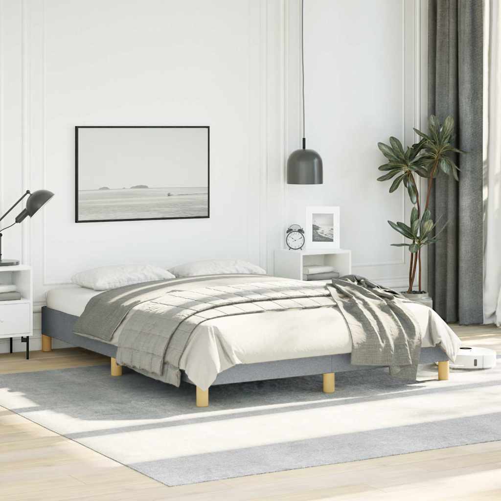 vidaXL Bed Frame without Mattress Light Grey 137x190 cm Full Fabric 1