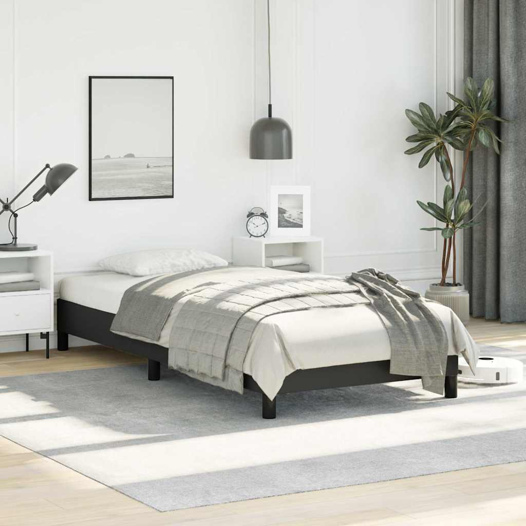 vidaXL Bed Frame without Mattress Black 100x190 cm Twin Faux Leather 3