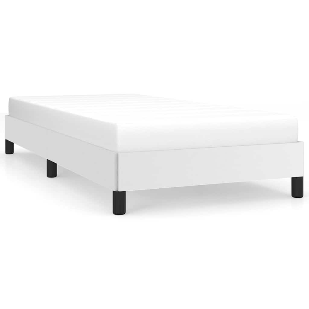 vidaXL Bed Frame without Mattress White 100x190 cm Twin Faux Leather 2