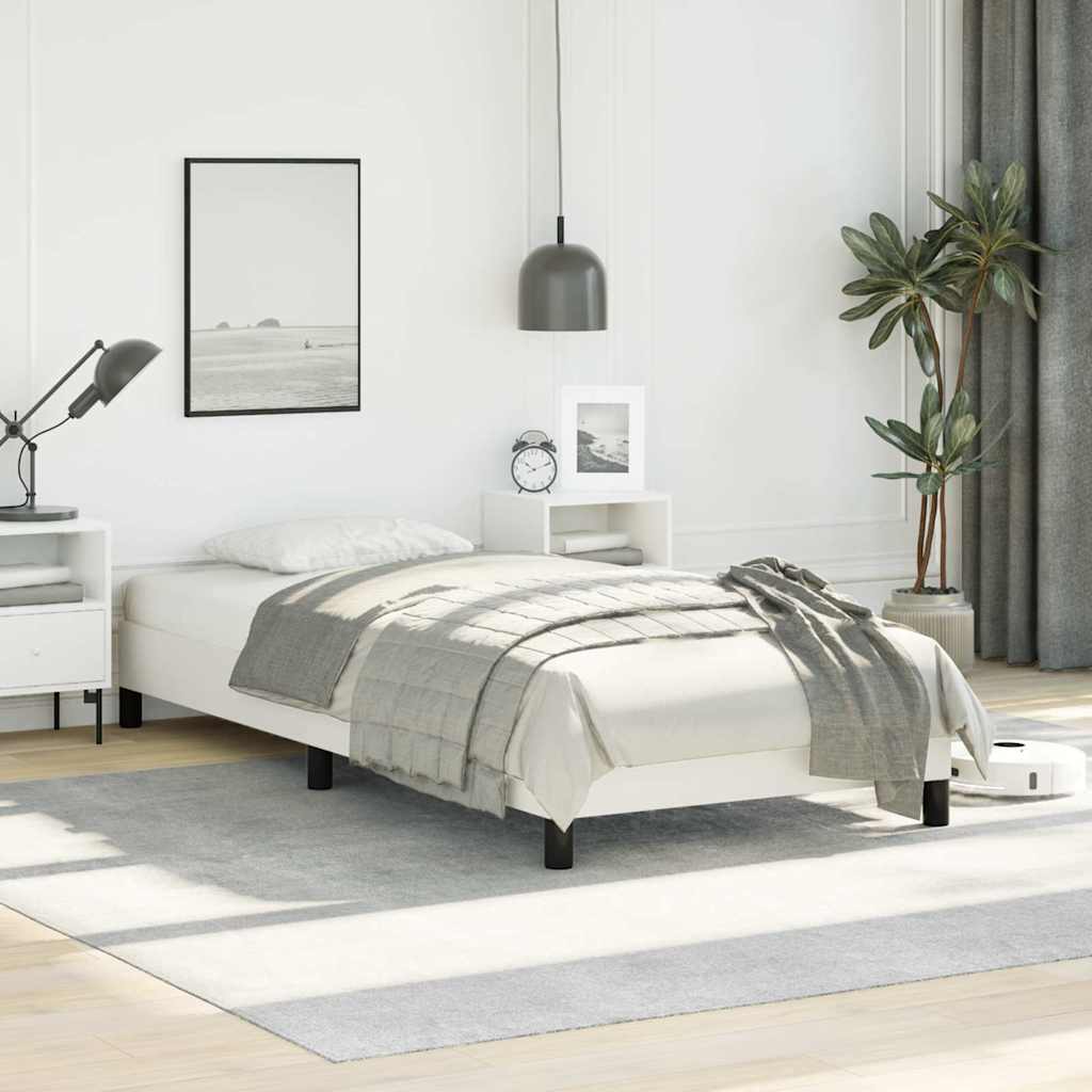 vidaXL Bed Frame without Mattress White 100x190 cm Twin Faux Leather 3