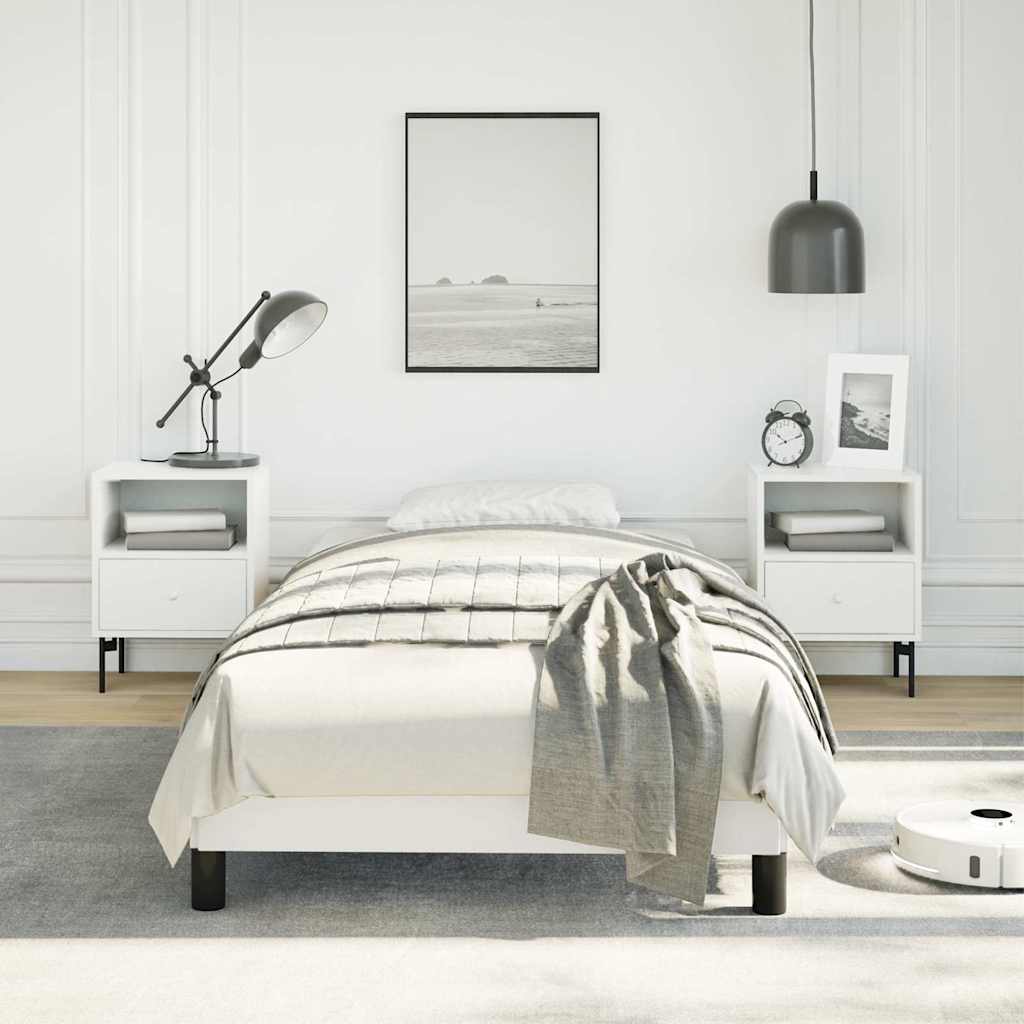 vidaXL Bed Frame without Mattress White 100x190 cm Twin Faux Leather 1