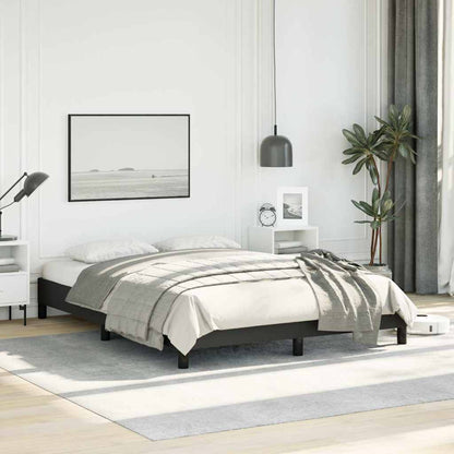 Bed Frame without Mattress 100x203cm Faux Leather Black Double Size 25 cm