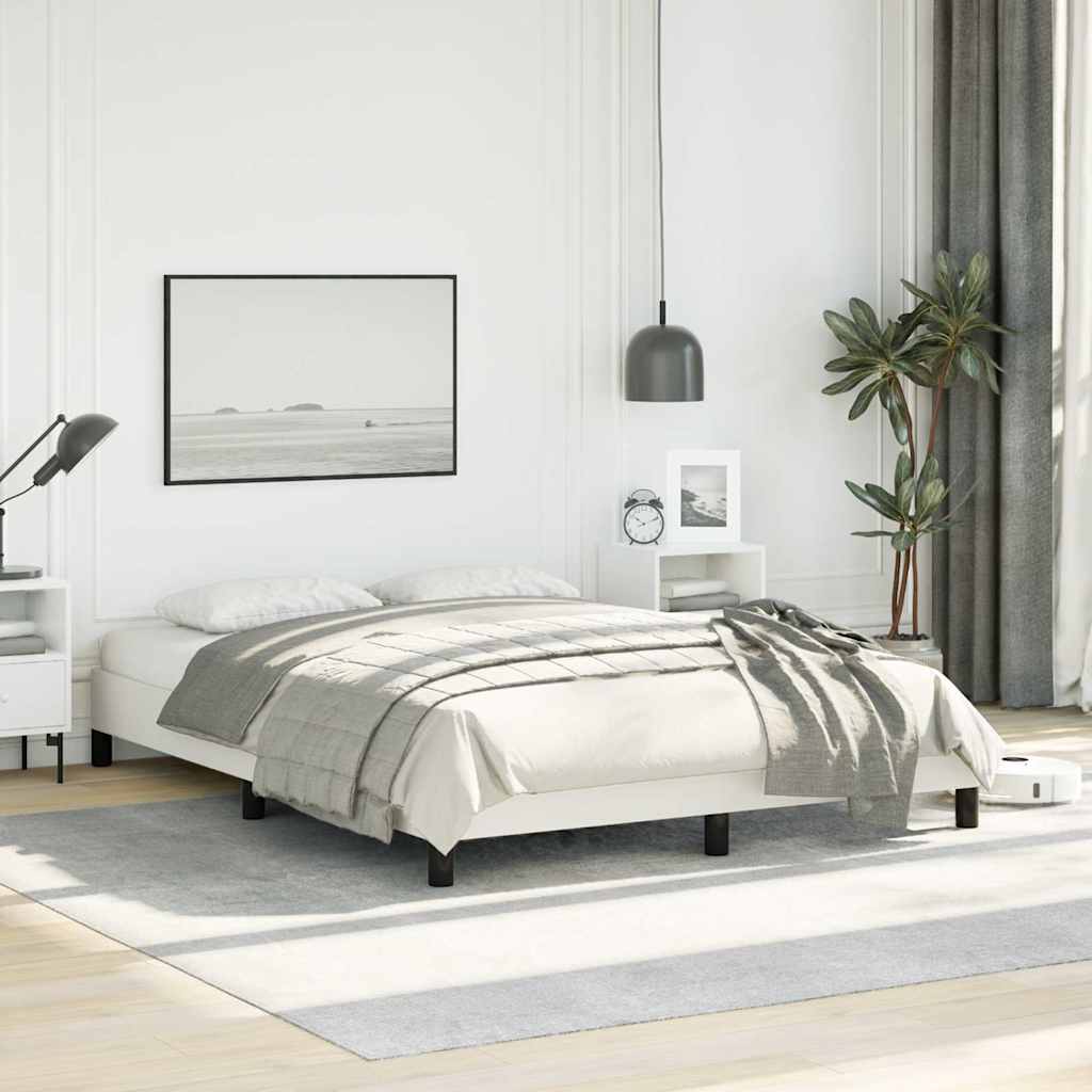 Bed Frame without Mattress 100x203cm Faux Leather White Double Size 25 cm