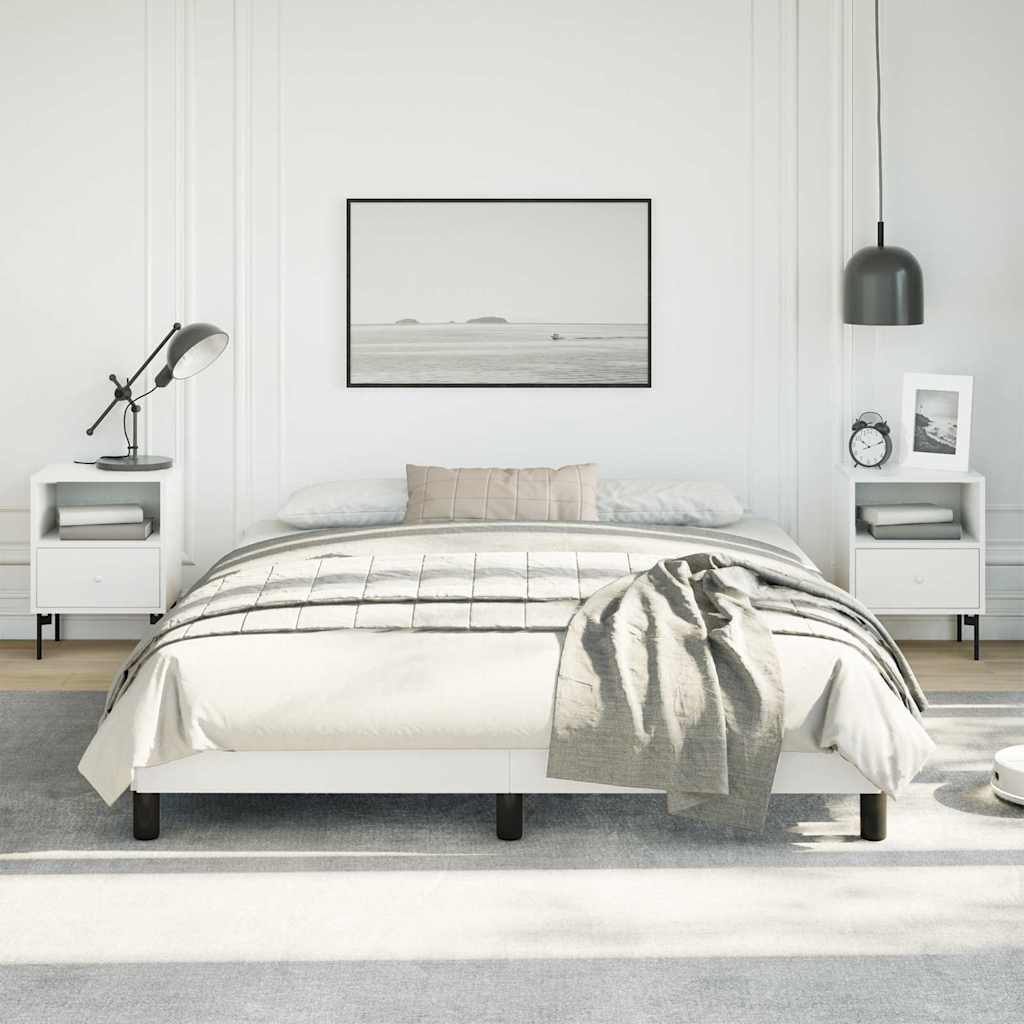 Bed Frame without Mattress 100x203cm Faux Leather White Queen 25 cm