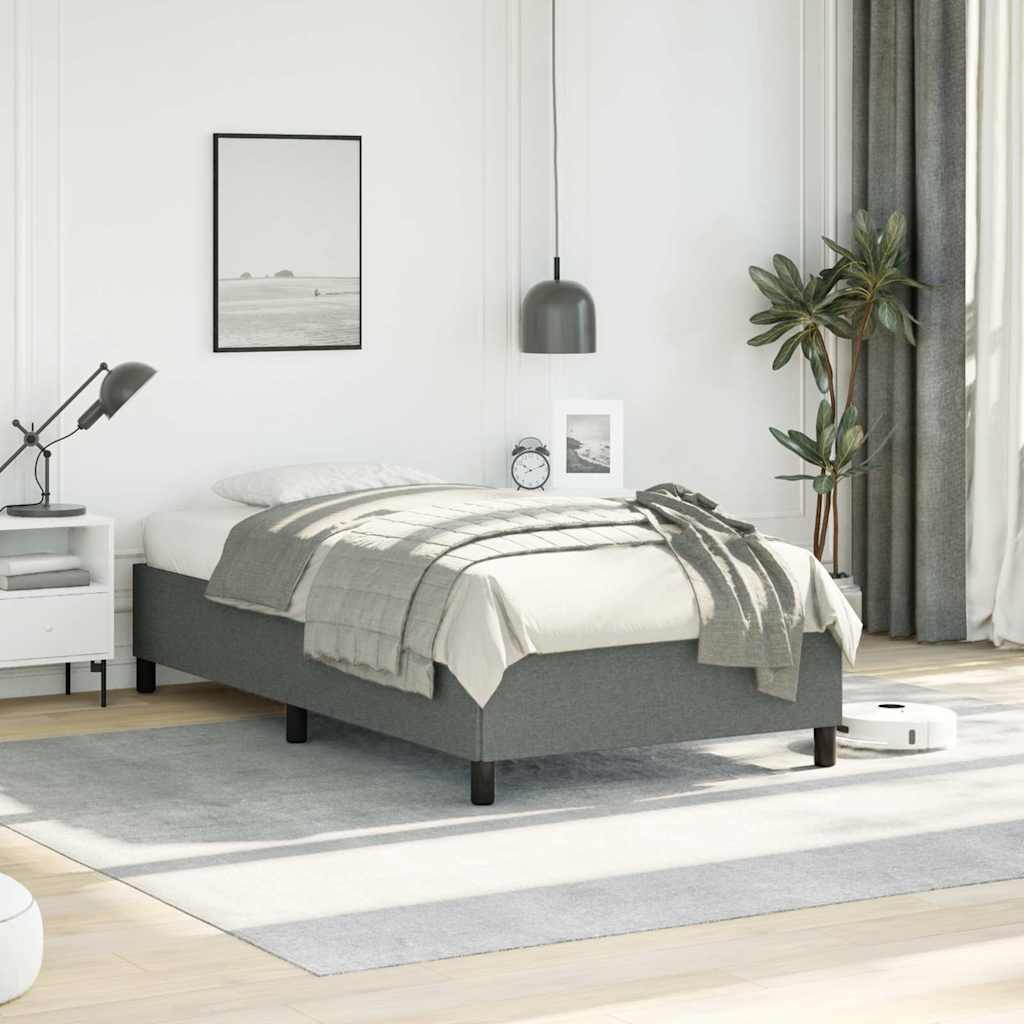 Bed Frame without Mattress Dark Grey Twin Fabric
