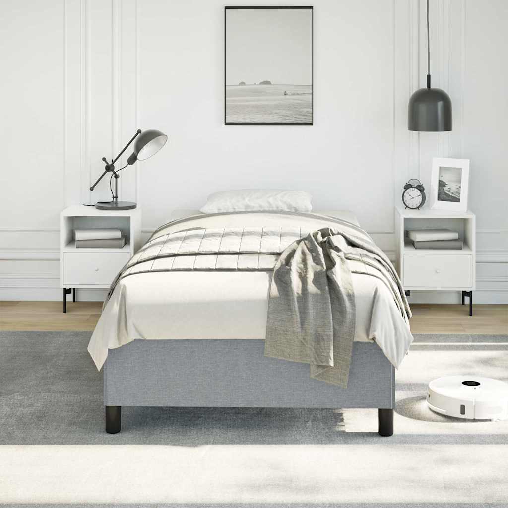 vidaXL Bed Frame without Mattress Light Grey 100x203 cm Twin XL Fabric 3
