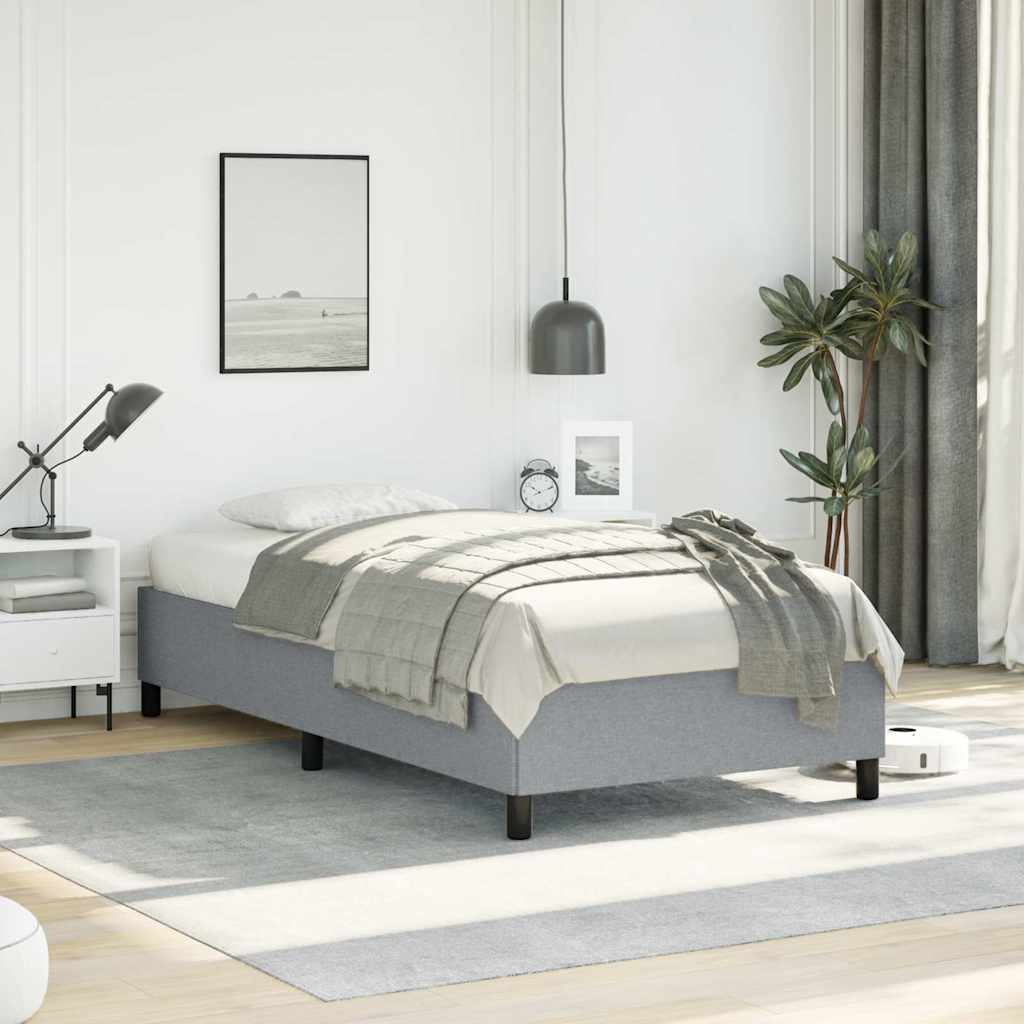 Bed Frame without Mattress 100x203 cm Fabric Light grey Twin XL 35 cm