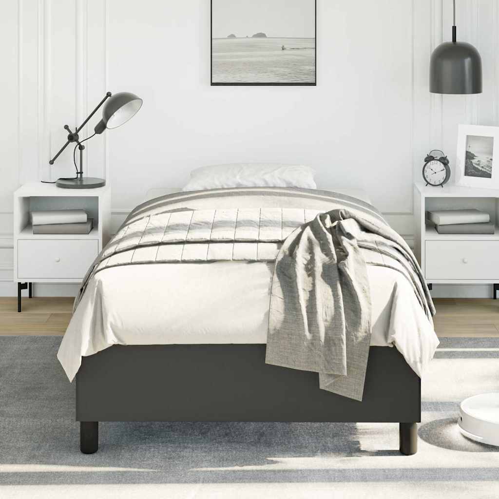 Bed Frame without Mattress 100x203cm Faux Leather Black Twin 35 cm