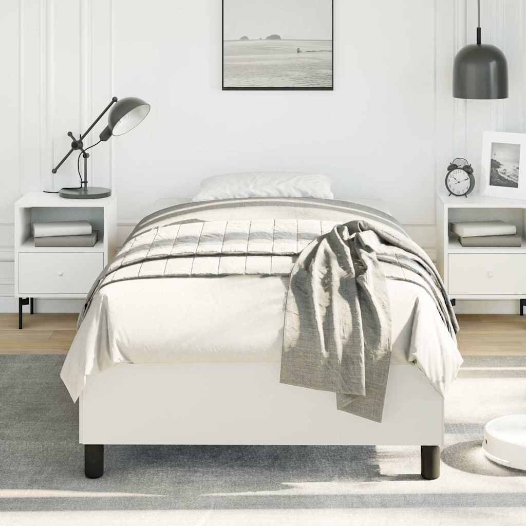 Bed Frame without Mattress 100x203cm Faux Leather White Twin 35 cm