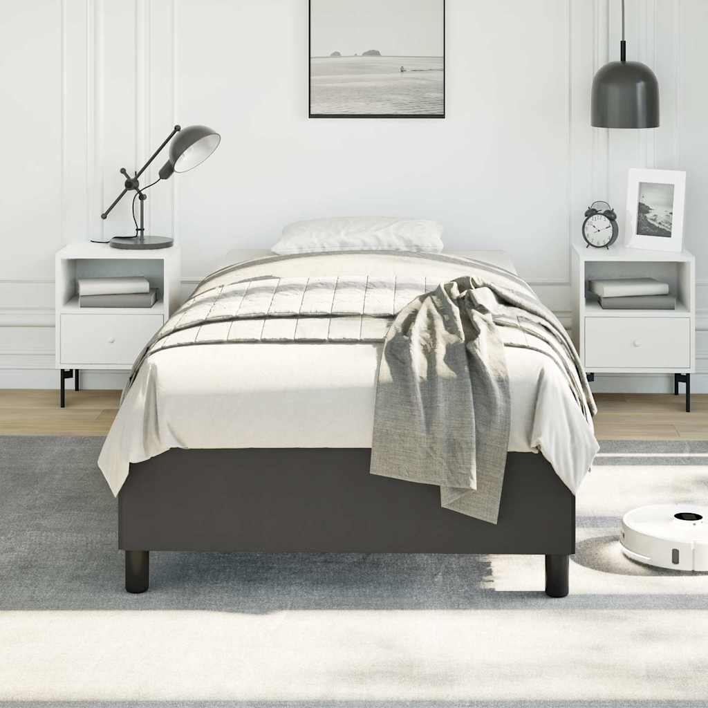 Bed Frame without Mattress 100x203cm Faux Leather Black Twin XL 35 cm