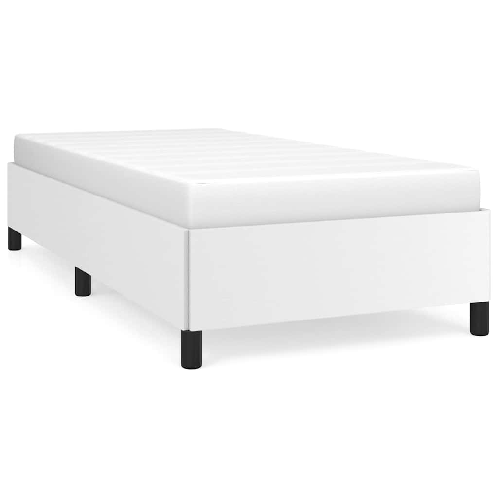 Bed Frame without Mattress 100x203cm Faux Leather White Twin XL 35 cm