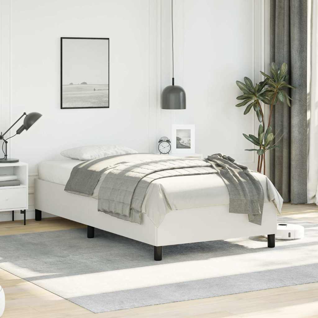 Bed Frame without Mattress White Twin XL Faux Leather