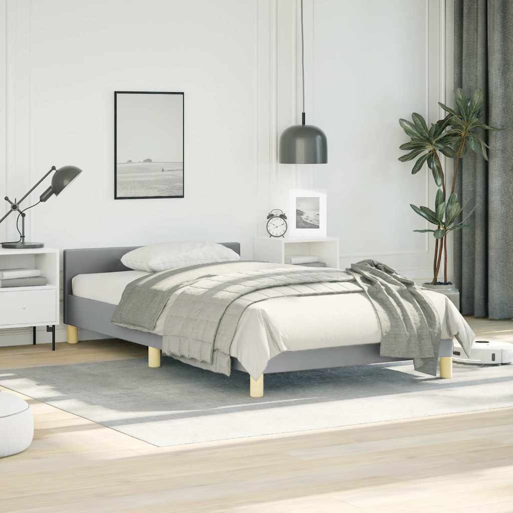 vidaXL Bed Frame without Mattress Light Grey Twin Fabric 3